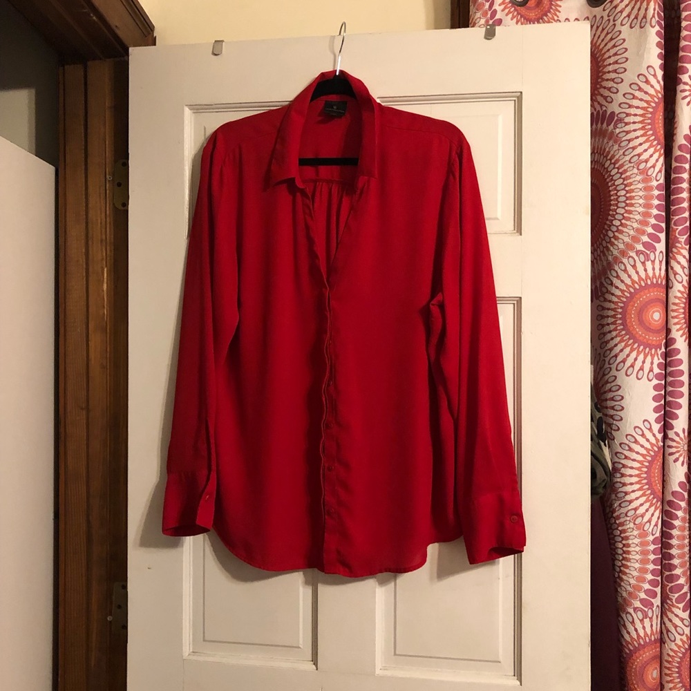Red button down